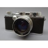 Leica 35mm film camera, Ernst Leitz Wetzlar D.R.P. No.148432, with Jupiter -8 2/50 lens No.