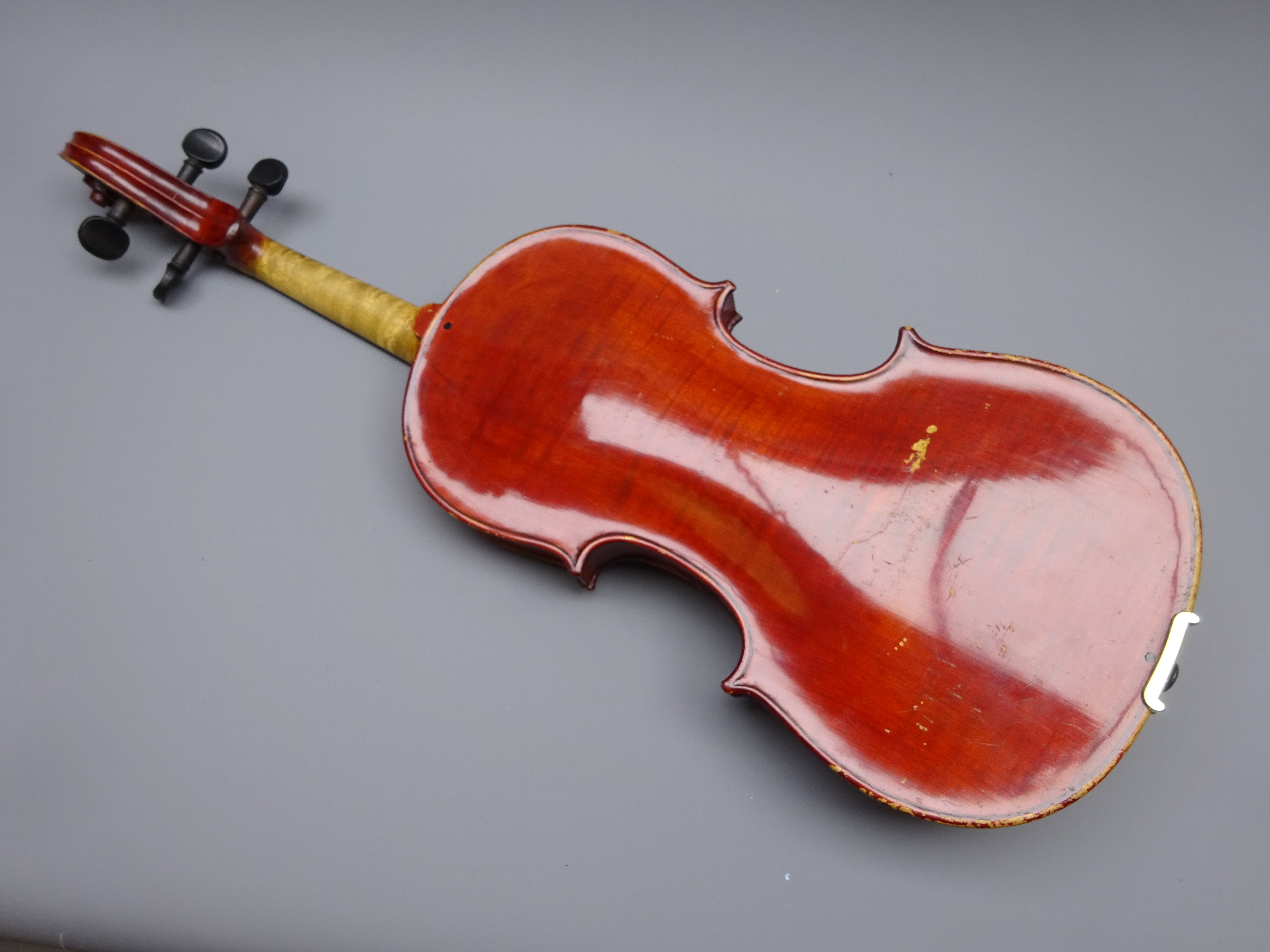 Early 20th century violin, French or German, with 36cm one-piece maple back and ribs and spruce top, - Image 9 of 9