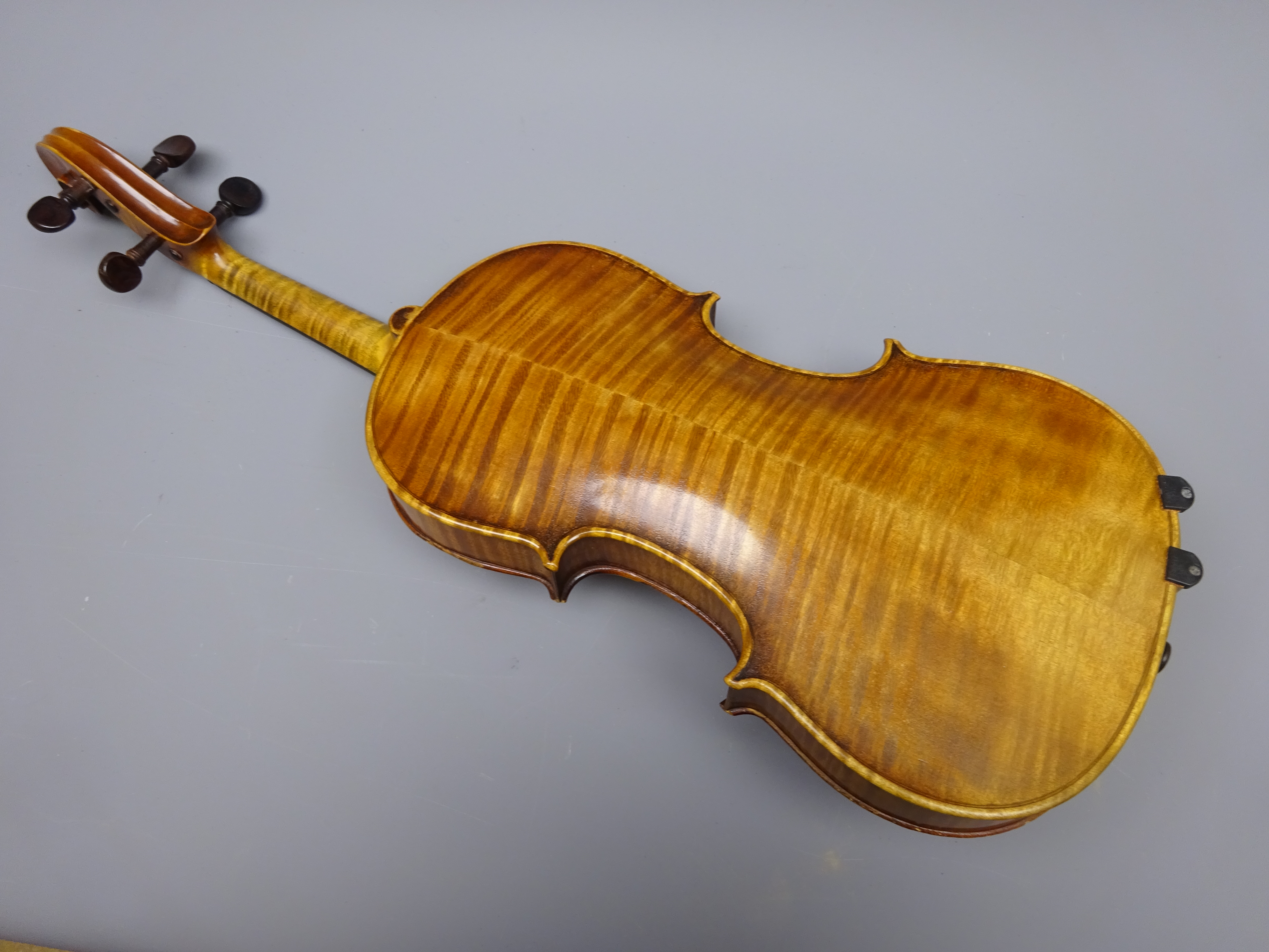 Late 19th century German violin c1890 with 36cm two-piece maple back and ribs and spruce top, - Image 9 of 15