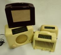 Four bakelite cased mains radios - brown Ekco U122, white Bush DAC90A,