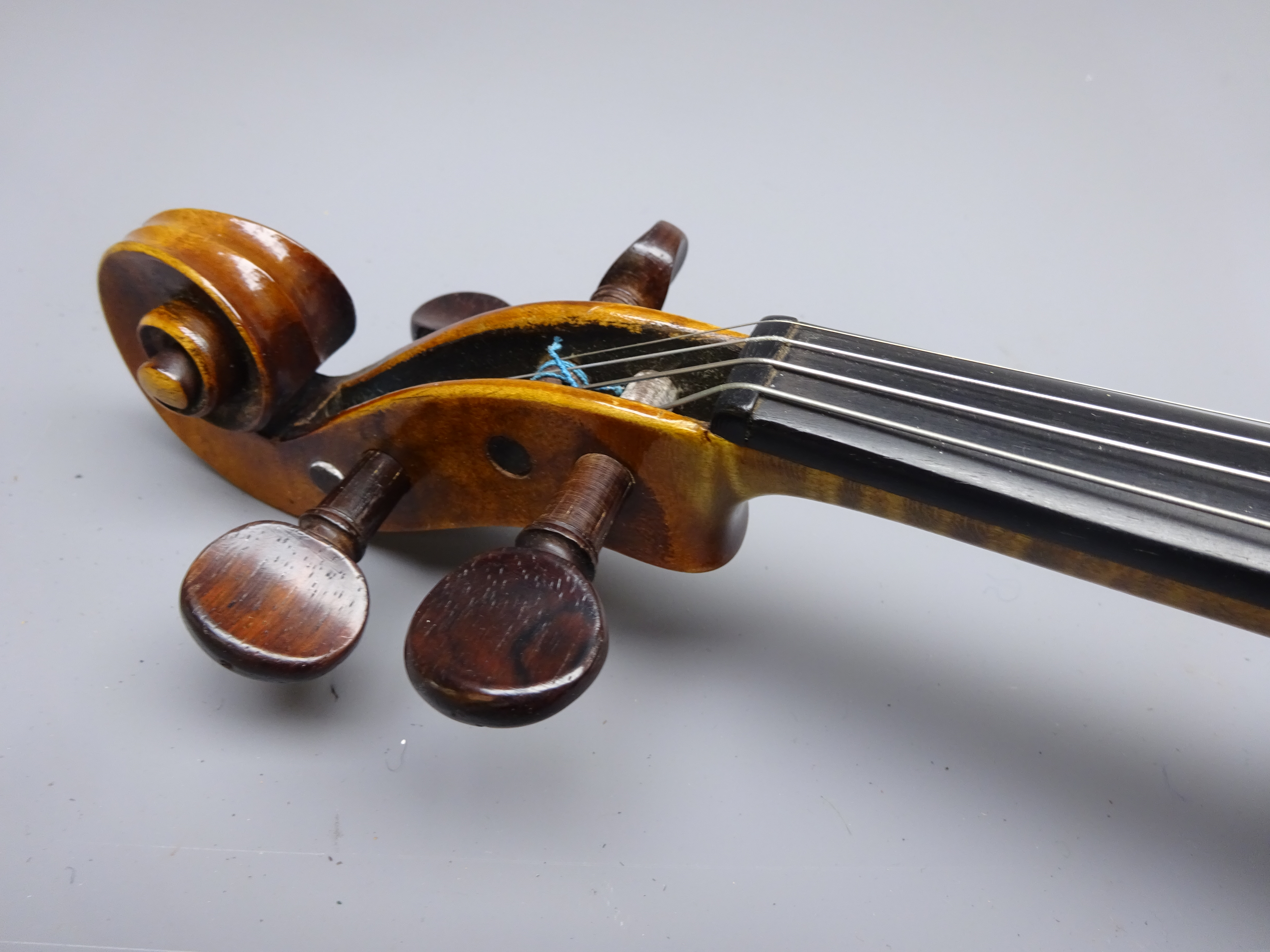 Late 19th century German violin c1890 with 36cm two-piece maple back and ribs and spruce top, - Image 3 of 15