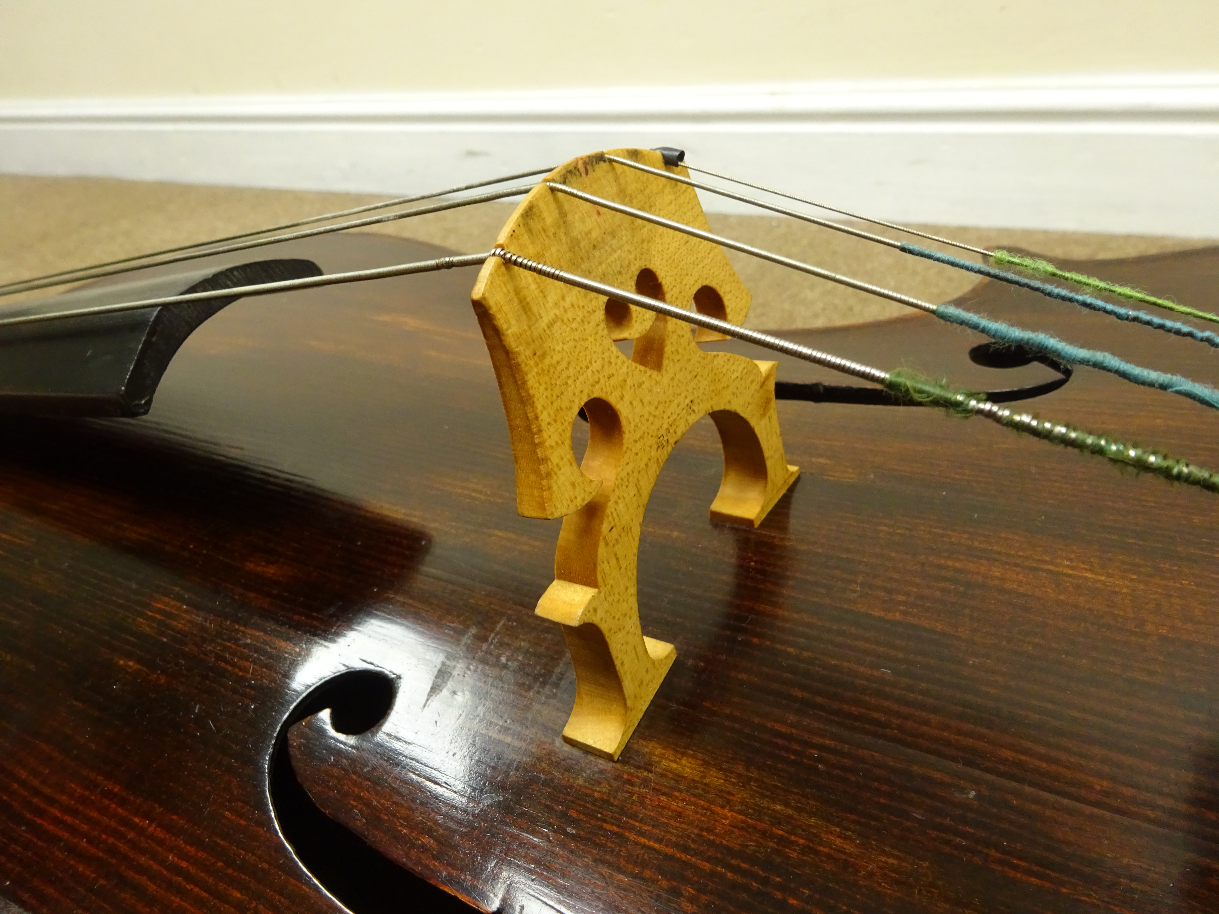 Early 20th century French Mirecourt cello with 76cm two-piece maple back and ribs and spruce top, - Image 3 of 12