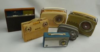 Six vintage portable radios - Ferguson Seven, Bush TR82C, Bush TR82D, GEC Seven,