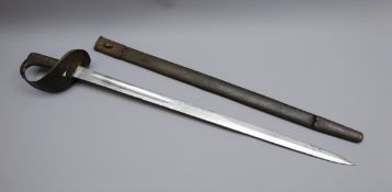 19th century Naval Boarding Cutlass 71cm tapering steel single edge blade stamped Mole Birmingham
