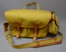 Billingham Khaki Canvas & tan leather camera bag with padded inserts,