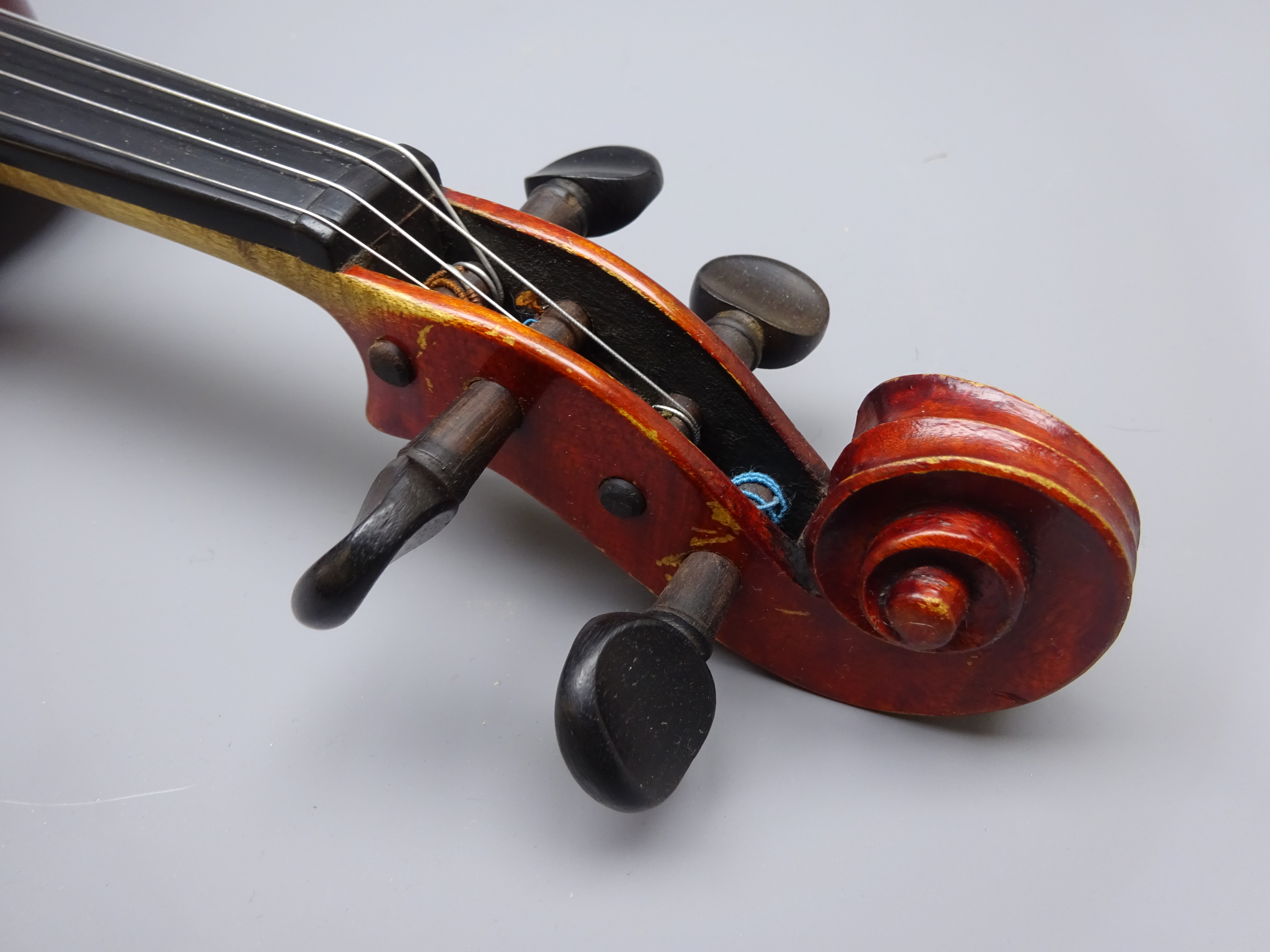 Early 20th century violin, French or German, with 36cm one-piece maple back and ribs and spruce top, - Image 5 of 9