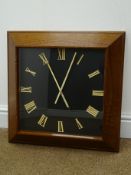 Nautical electric clock, square dial with raised Roman numerals,