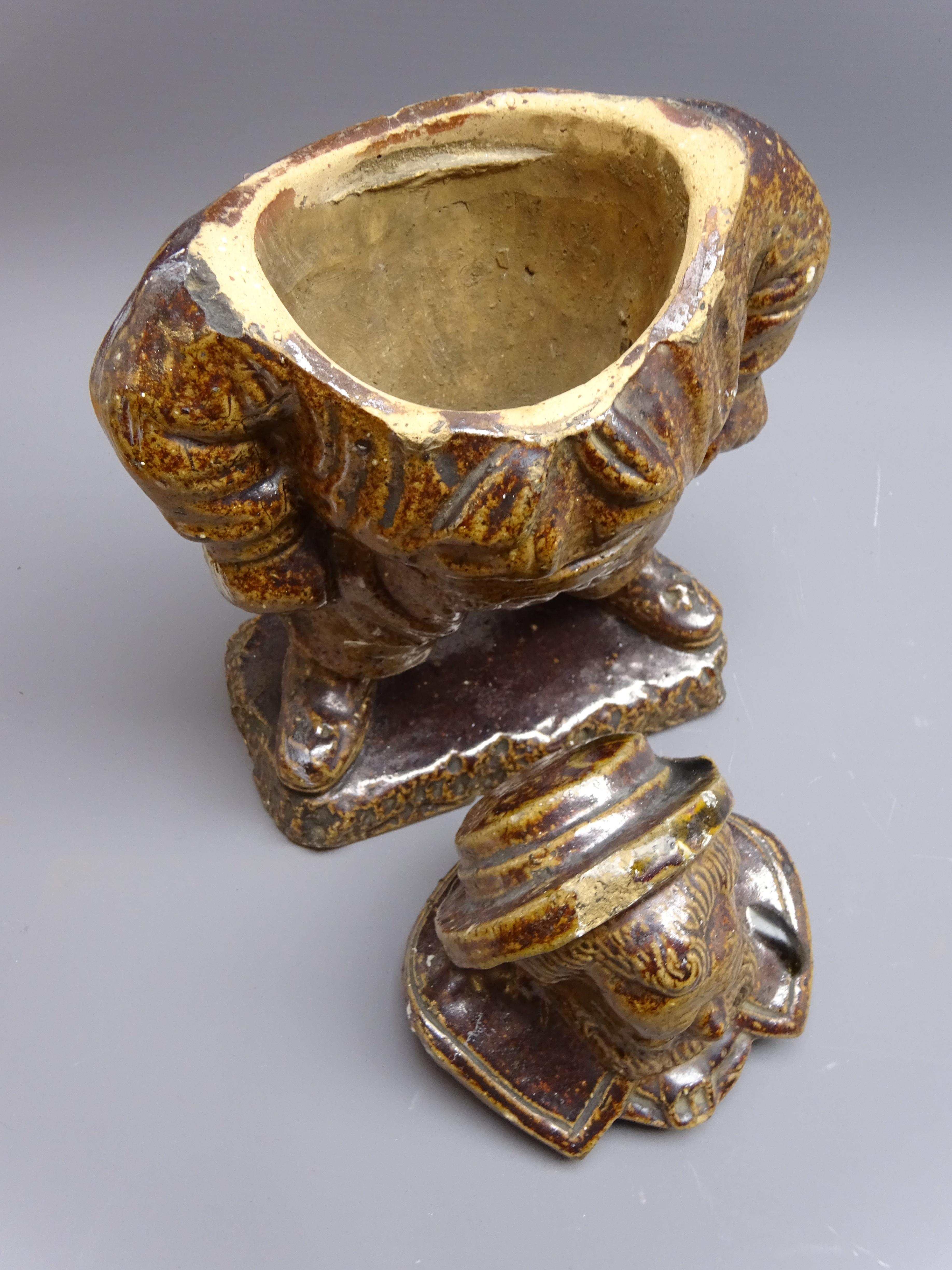 19th century salt glaze tobacco jar modelled as a Jack Tar, - Image 2 of 3