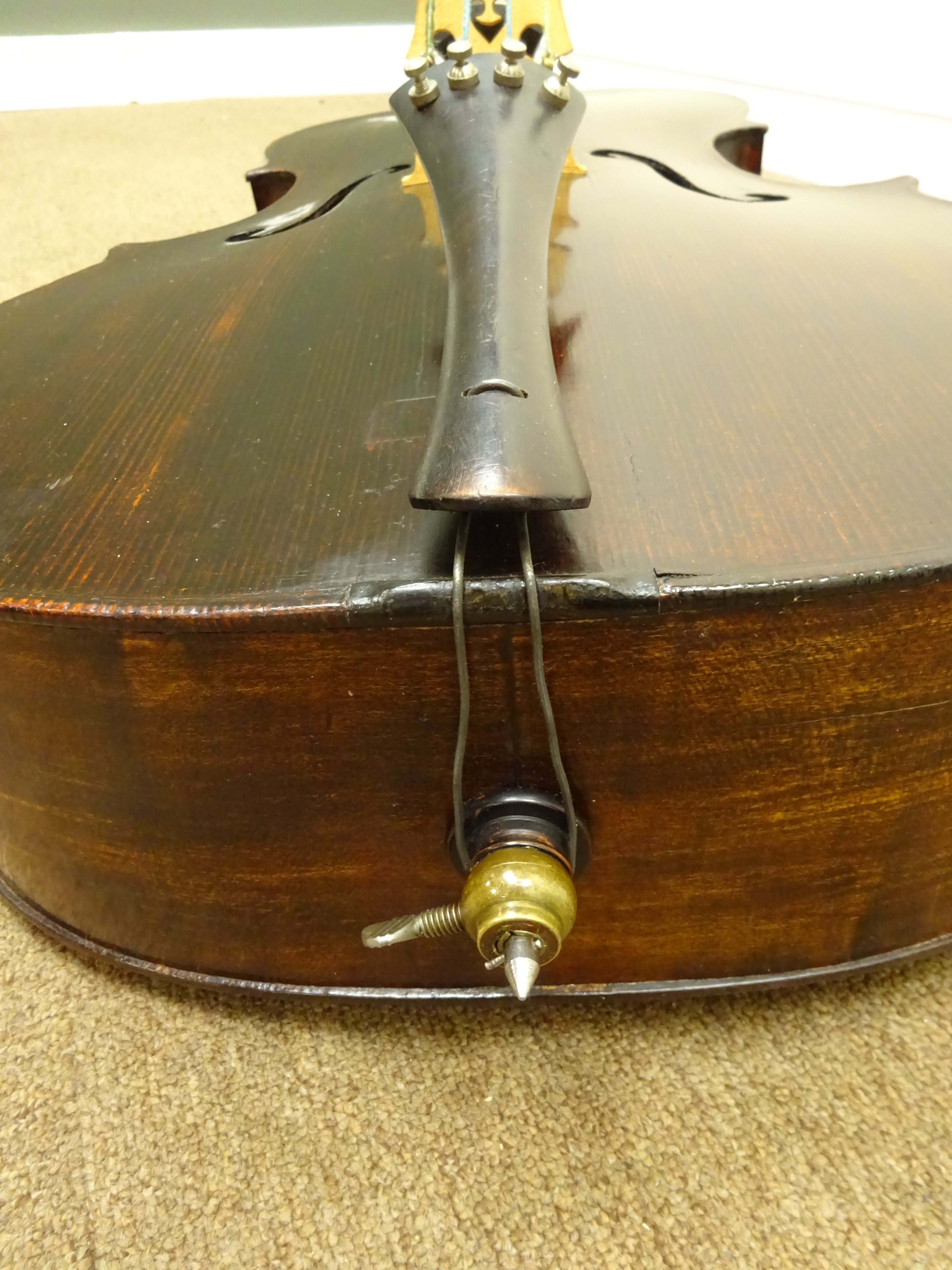 Early 20th century French Mirecourt cello with 76cm two-piece maple back and ribs and spruce top, - Image 10 of 12