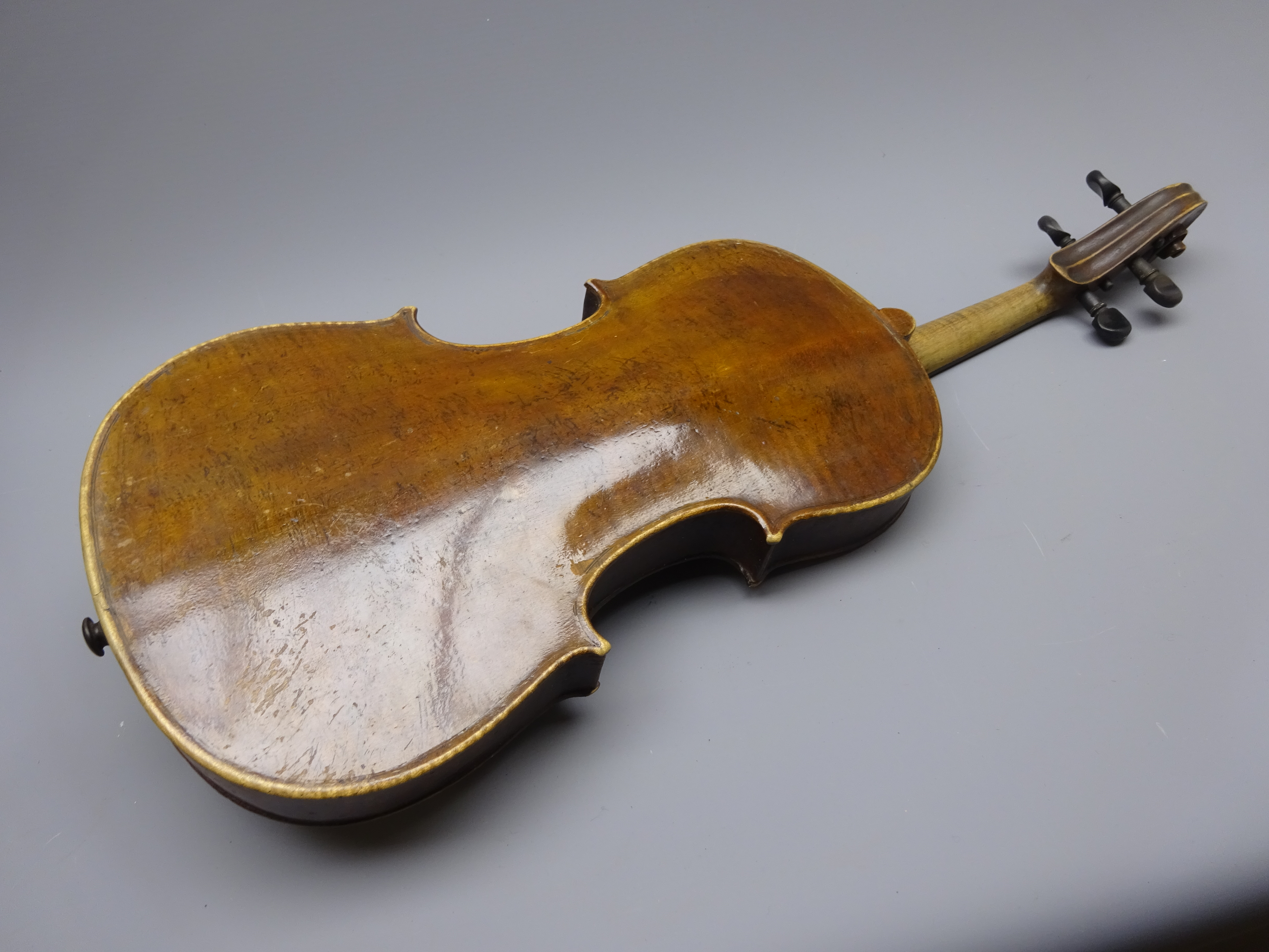 Late 19th century German violin with 36cm two-piece maple back and ribs and spruce top, - Image 7 of 8