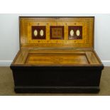 Outstanding Victorian Sea Captains oak box, hinged lid with four oval portrait photographs,