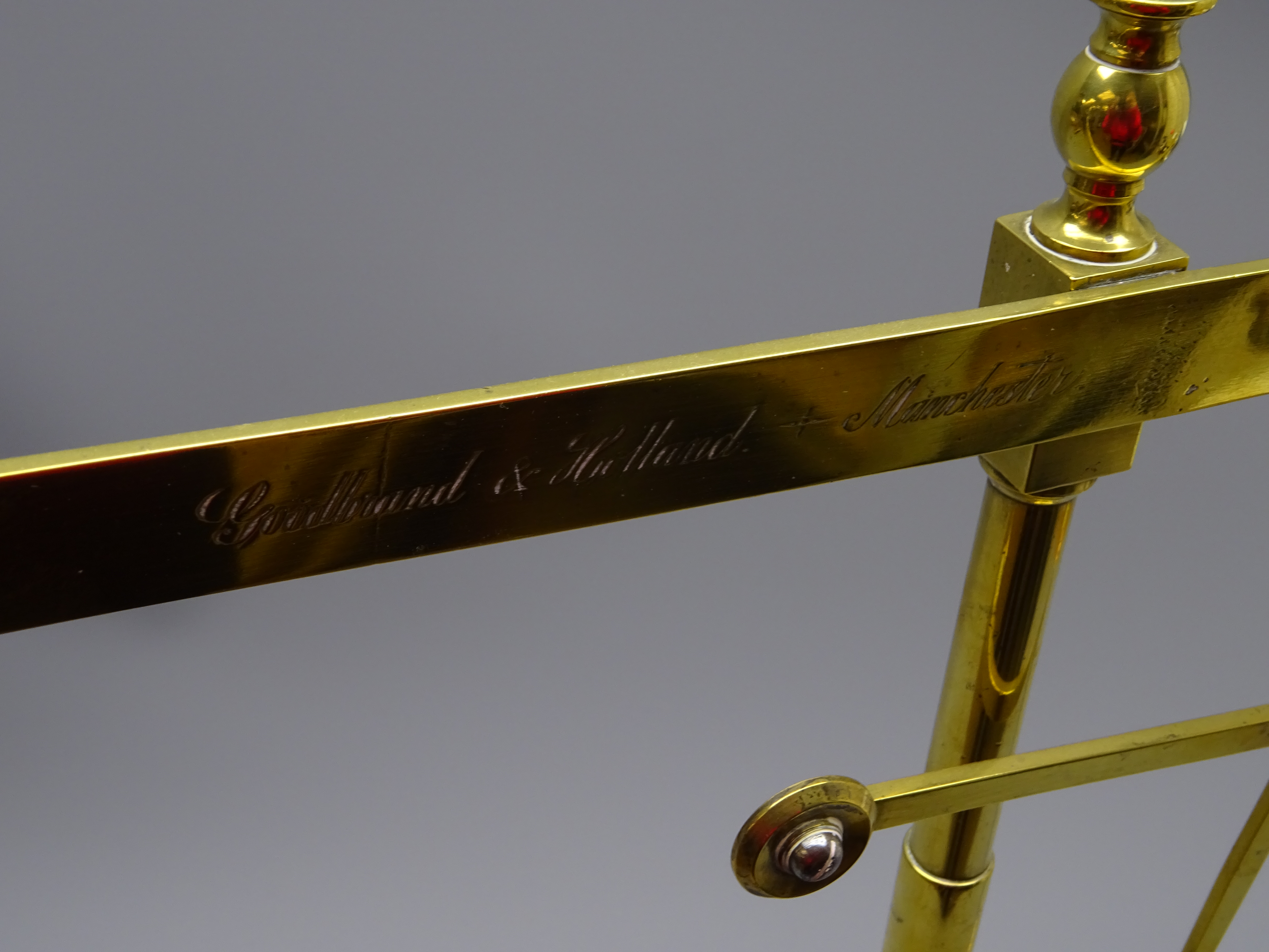 Victorian brass yarn scale by Goodbrand & Holland, Manchester on cast iron tri-form base, - Image 2 of 3