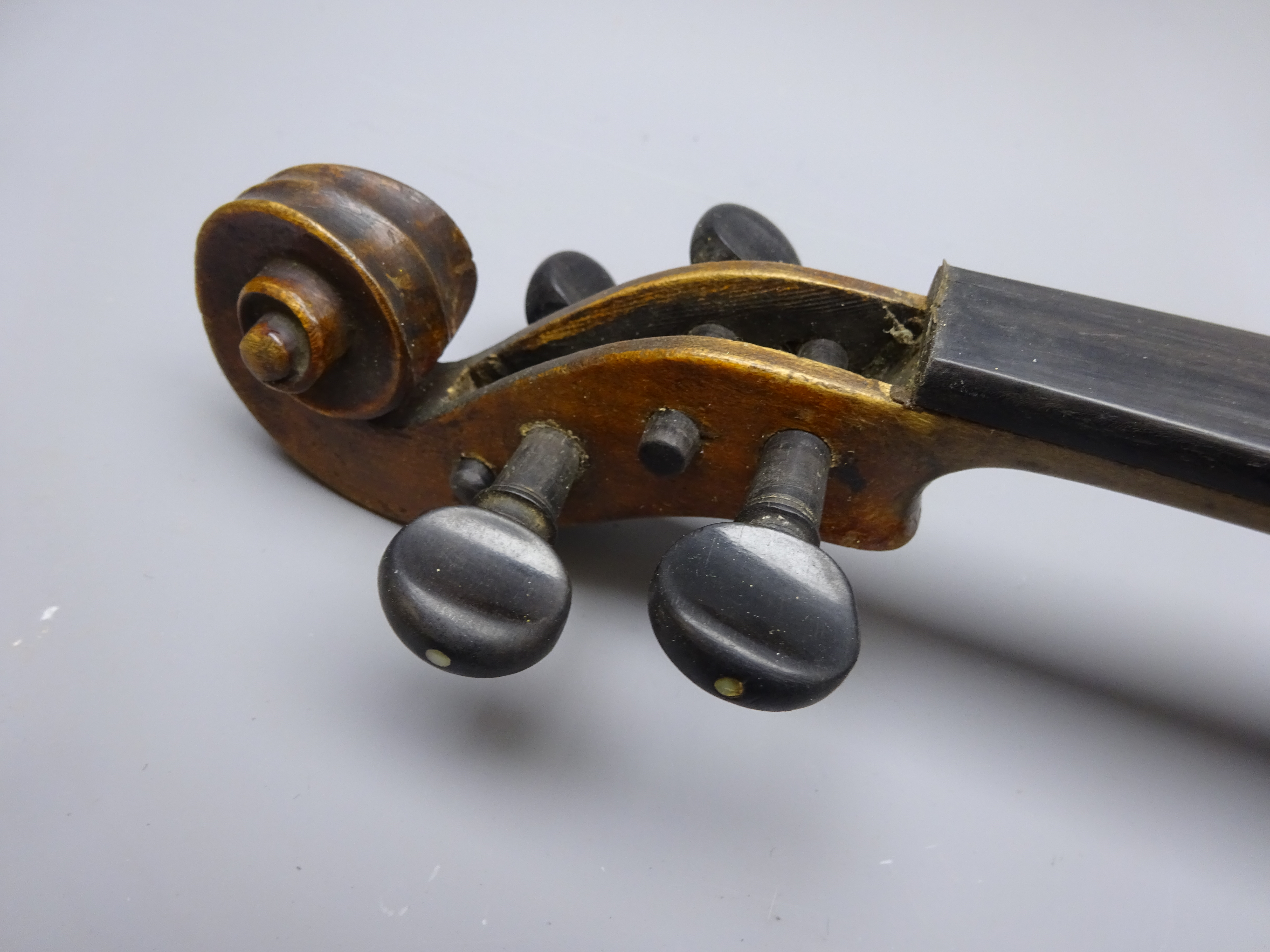 Late 19th century German violin with 36cm two-piece maple back and ribs and spruce top, - Image 4 of 8