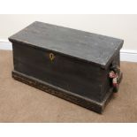 Small Victorian black painted pine Sailor's box,