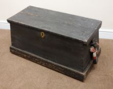 Small Victorian black painted pine Sailor's box,