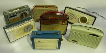 Seven portable and mains radios - two Cossor, McMichael, Perdio, EAR,