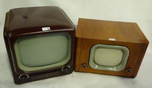 Bush bakelite cased television Type TV62 with 30cm screen and Pye walnut cased television with 20cm