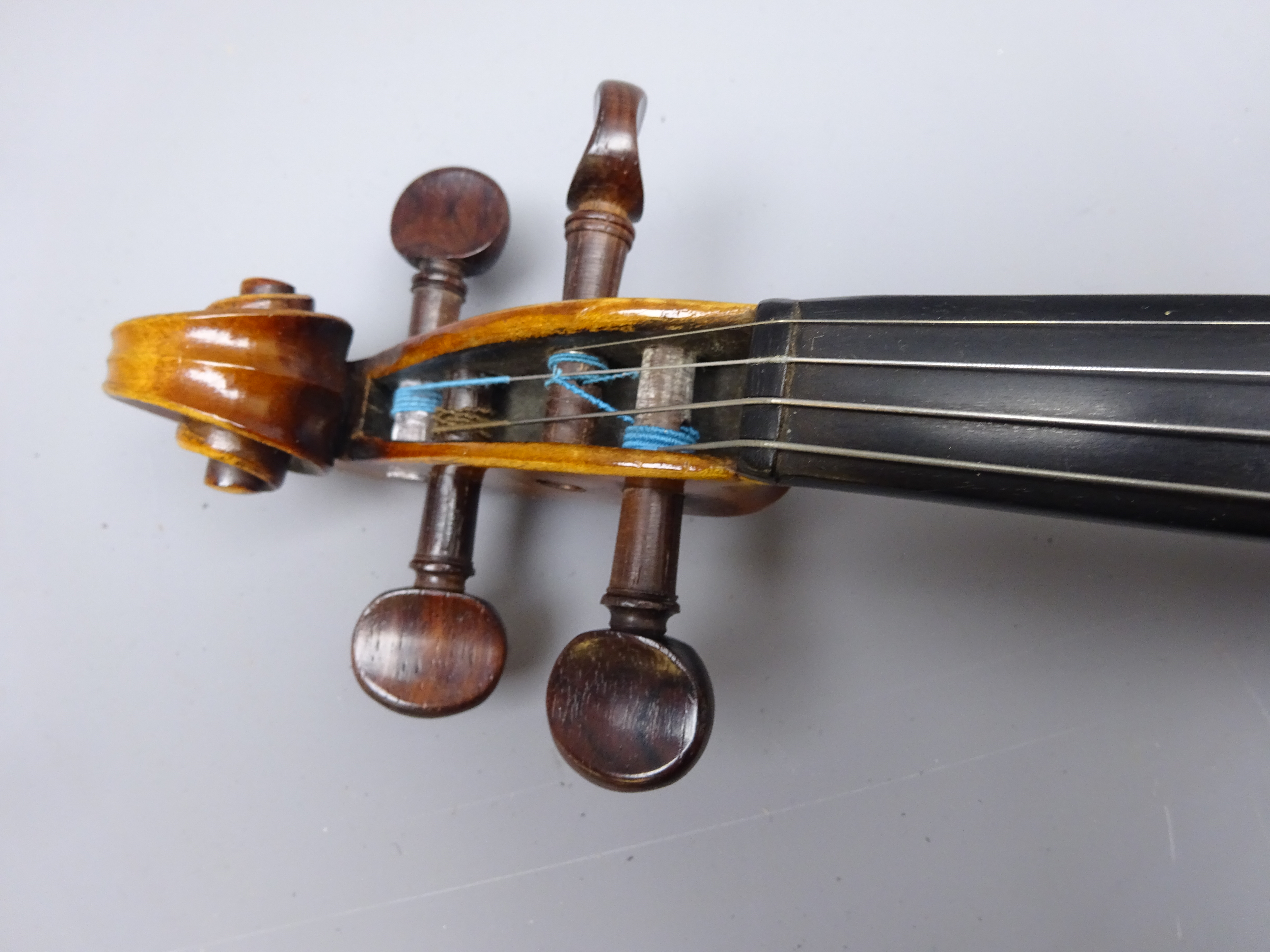 Late 19th century German violin c1890 with 36cm two-piece maple back and ribs and spruce top, - Image 4 of 15