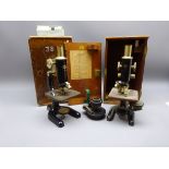 Prior black Japanned microscope No.17372 and another No.