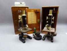 Prior black Japanned microscope No.17372 and another No.