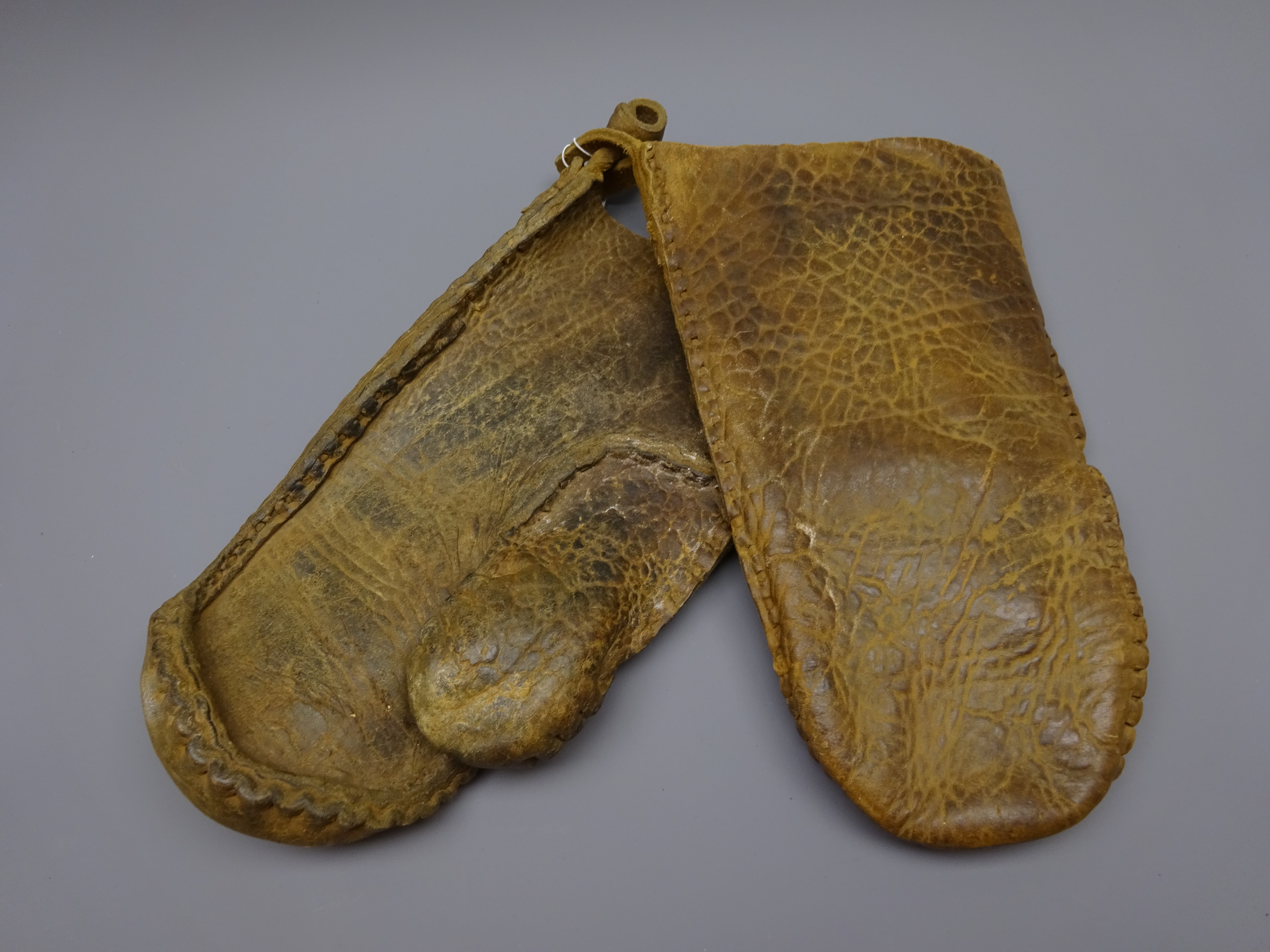 Pair of Inuit Walrus leather mittens,