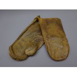 Pair of Inuit Walrus leather mittens,
