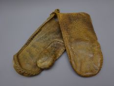 Pair of Inuit Walrus leather mittens,