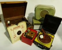Russian Art Deco style bakelite cased portable mains record player L31cm,