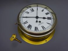20th century Smith's of Cricklewood brass cased bulk head clock,
