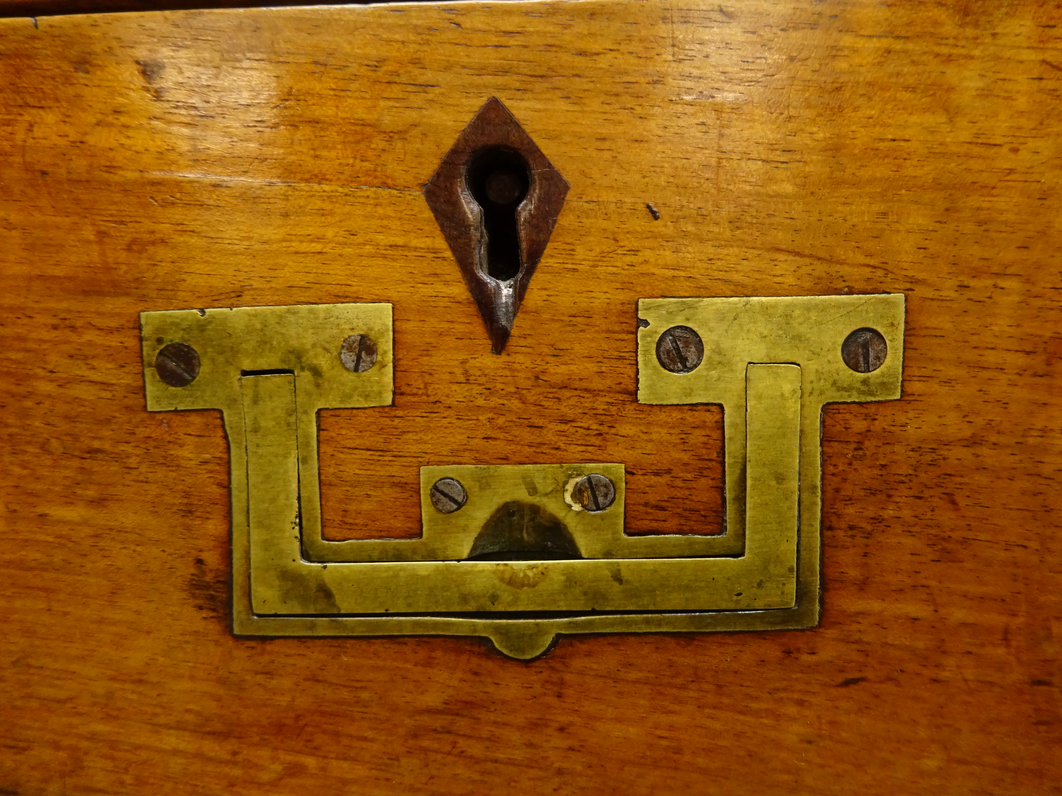 19th century teak two section Naval campaign chest, - Image 4 of 6