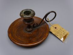 19th century turned wooden chamber candlestick made from the oak of The Royal George,