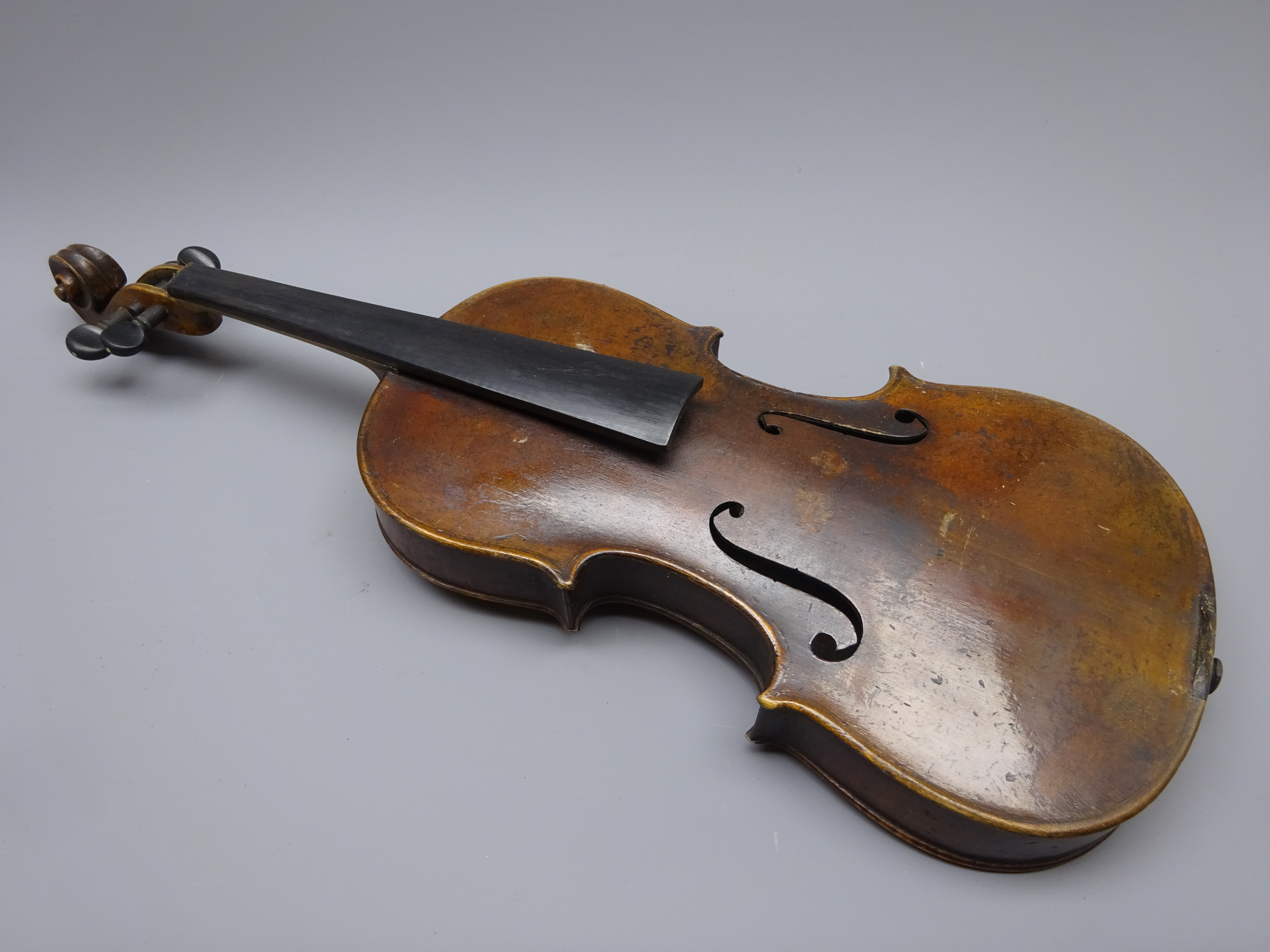 Late 19th century German violin with 36cm two-piece maple back and ribs and spruce top, - Image 2 of 8
