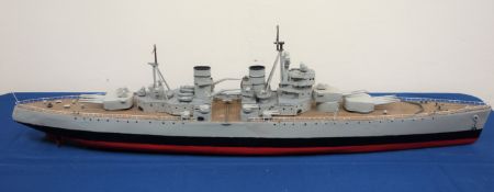 Scale model of the battleship HMS Anson, L95cm, H25cm: King George V-class battleship,