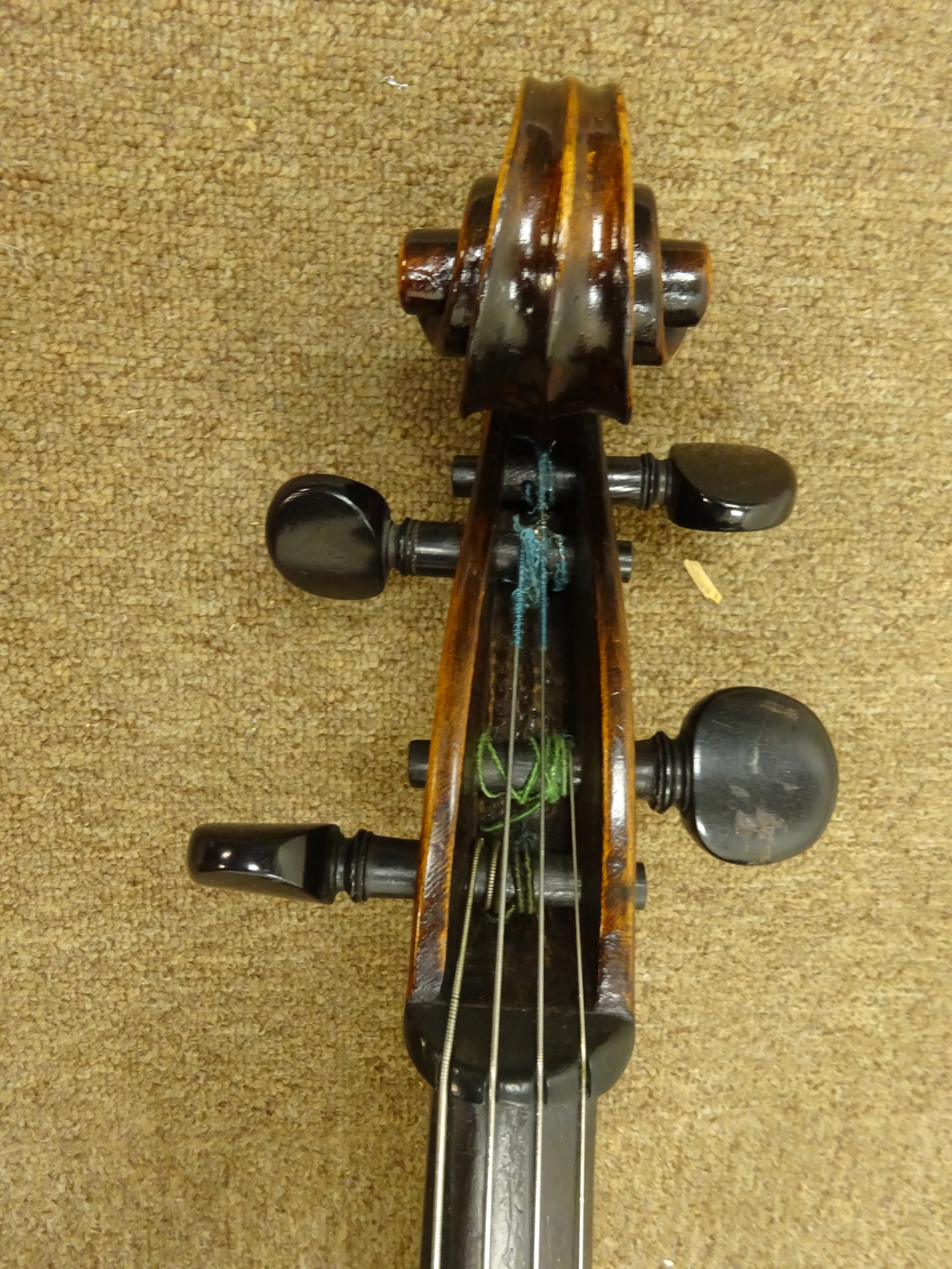 Early 20th century French Mirecourt cello with 76cm two-piece maple back and ribs and spruce top, - Image 7 of 12