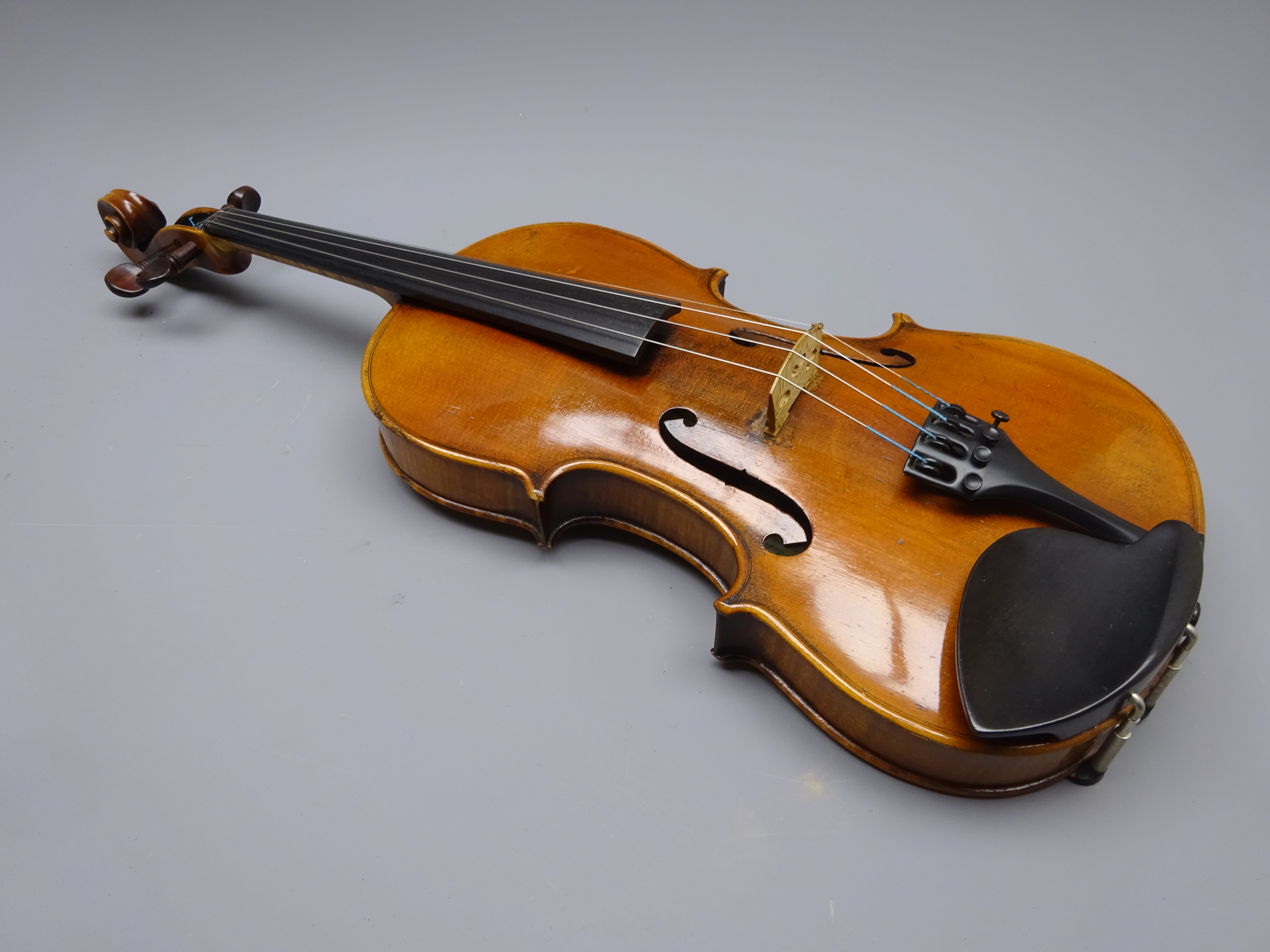 Late 19th century German violin c1890 with 36cm two-piece maple back and ribs and spruce top, - Image 2 of 15