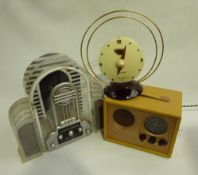 Three mains radios - French Celard Capte bakeltie cased clock radio, Double Decca M.L.