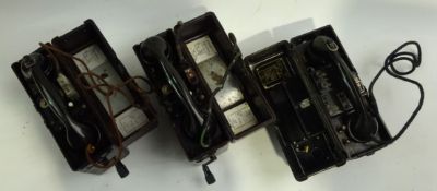 Three WW2 German bakelite cased field telephones,