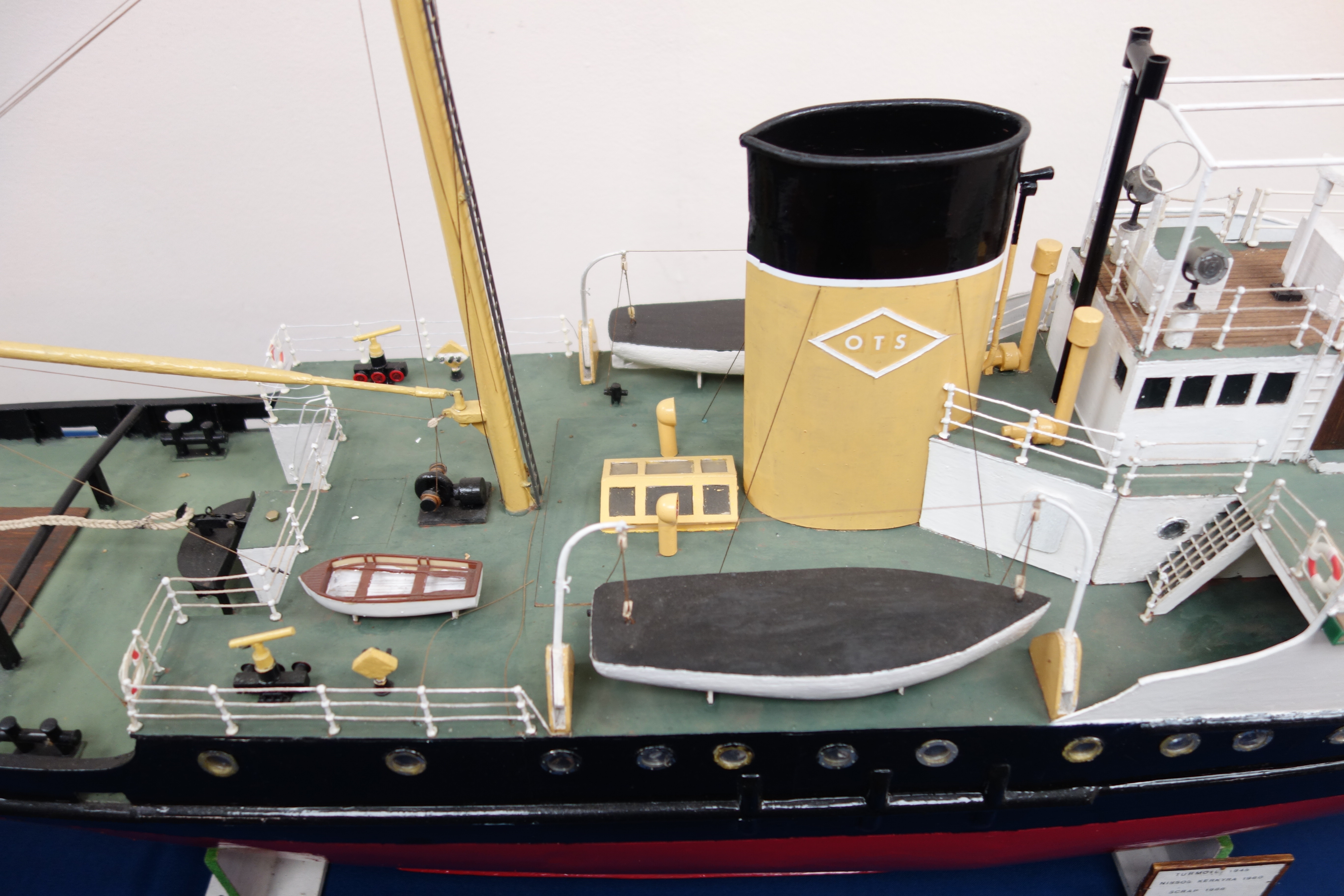Large scale model of the motor Tug Turmoil, in OTS colours, on wooden stand, L135cm, W26cm, H66cm. - Image 5 of 7