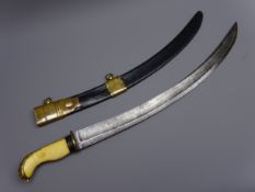 19th century Midshipman's dirk, 45cm curved blade with some original gilding,