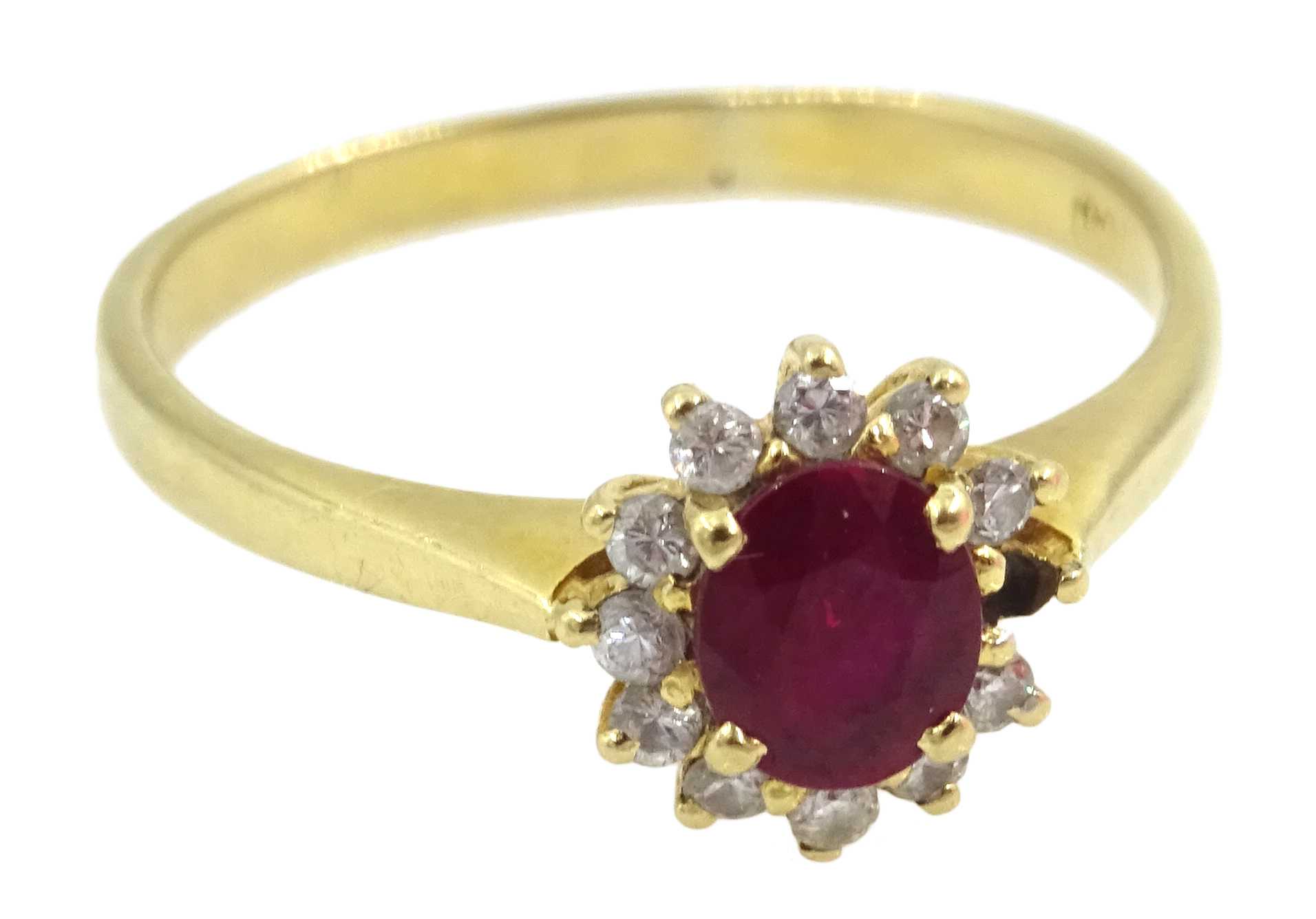 18ct gold ruby and diamond cluster ring, stamped 750 and Tissot 9ct gold wristwatch, - Image 2 of 4