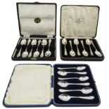 Set of six silver coffee spoons by Josiah Williams & Co,