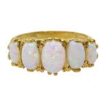 Five stone opal gold-plated ring Condition Report size L-M