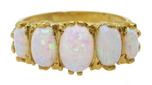 Five stone opal gold-plated ring Condition Report size L-M