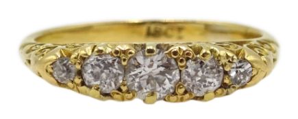 Early 20th century five stone diamond ring stamped 18ct Condition Report size K-L