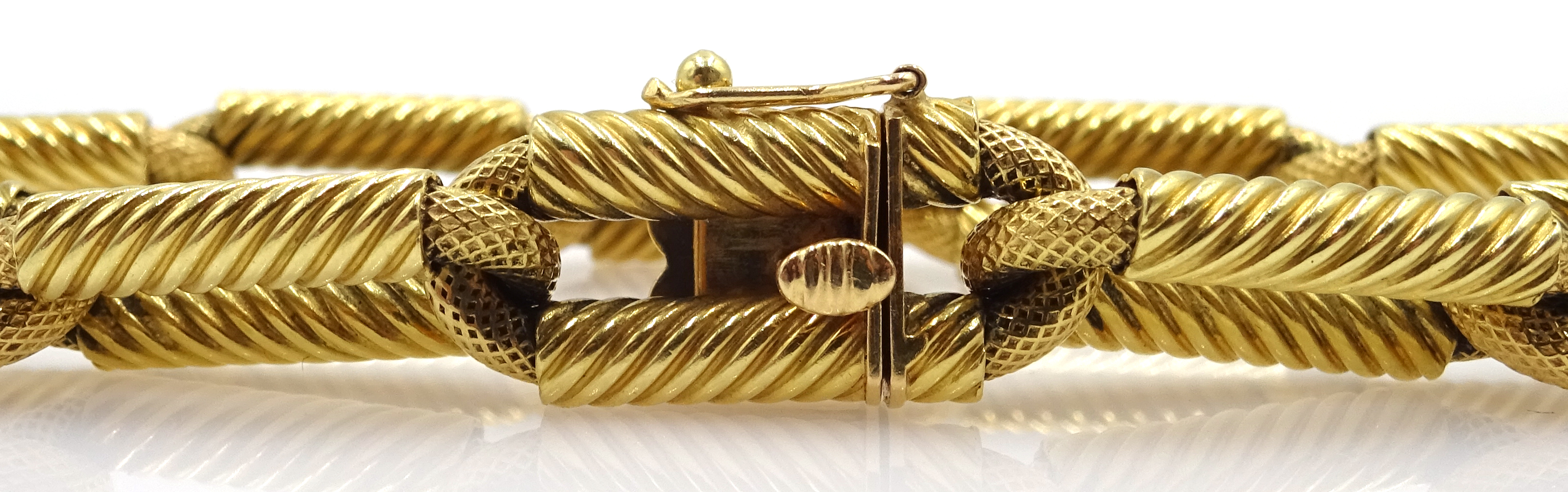 18ct gold rope twist rectangular link bracelet import marks H Samuel Birmingham 1961, - Image 2 of 3