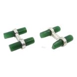 Pair of silver jade cufflinks stamped 925