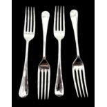 Four silver forks, Old English pattern by Cooper Brothers & Sons Ltd, Sheffield 1968,