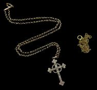 9ct gold cross hallmarked, on gold chain necklace,