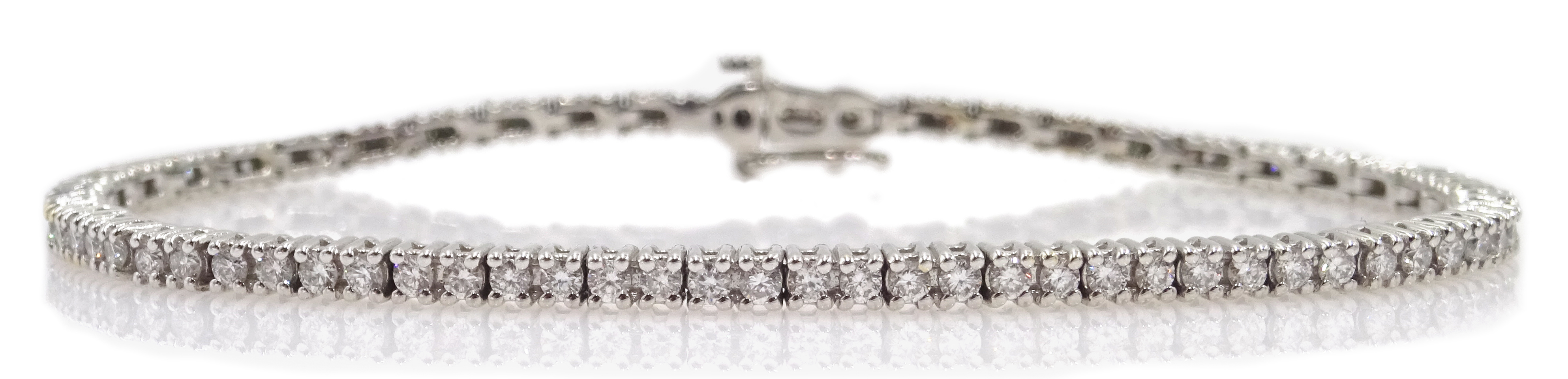 18ct white gold diamond line bracelet,