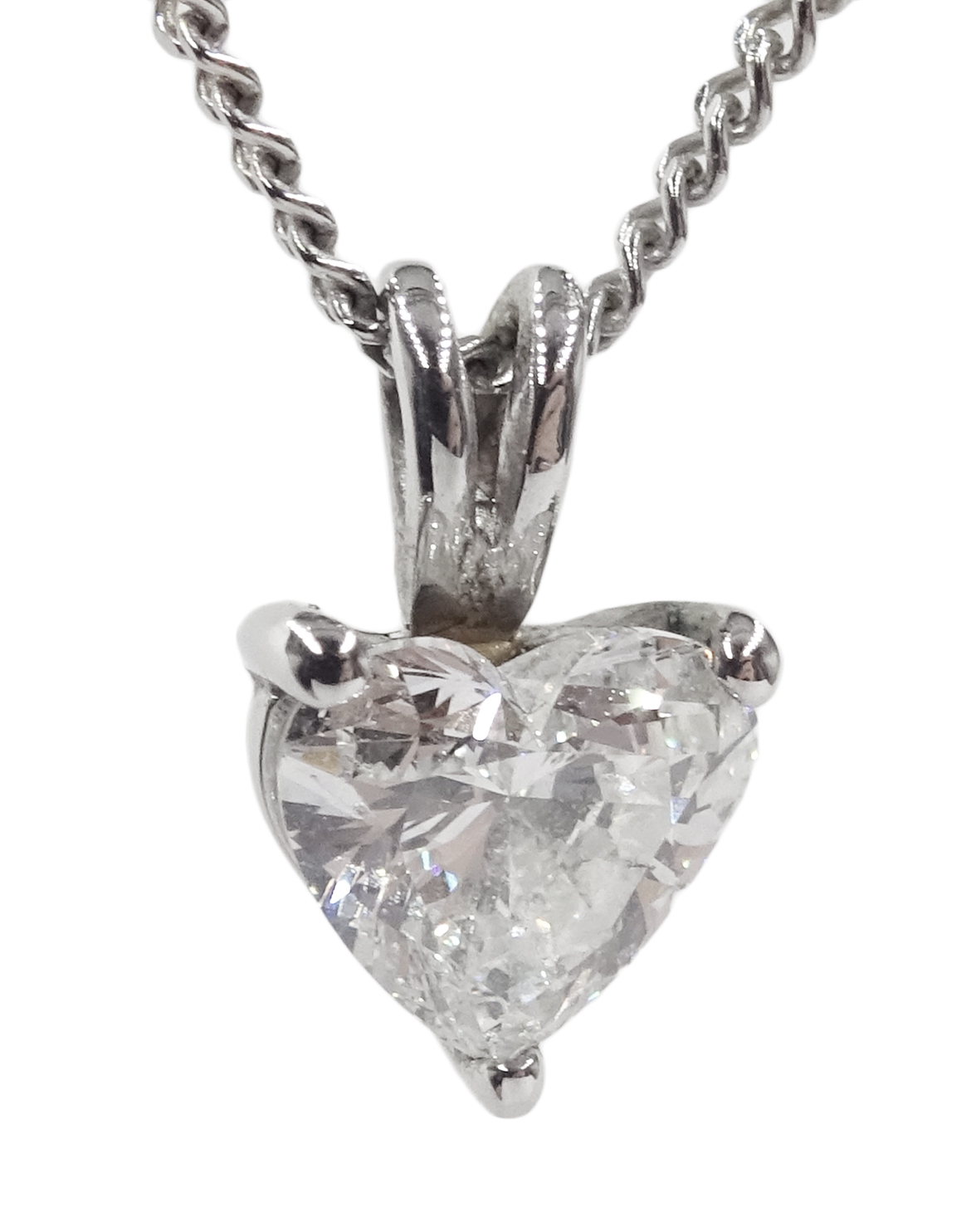 18ct white gold heart shaped diamond pendant on 9ct gold necklace Condition Report - Image 3 of 4